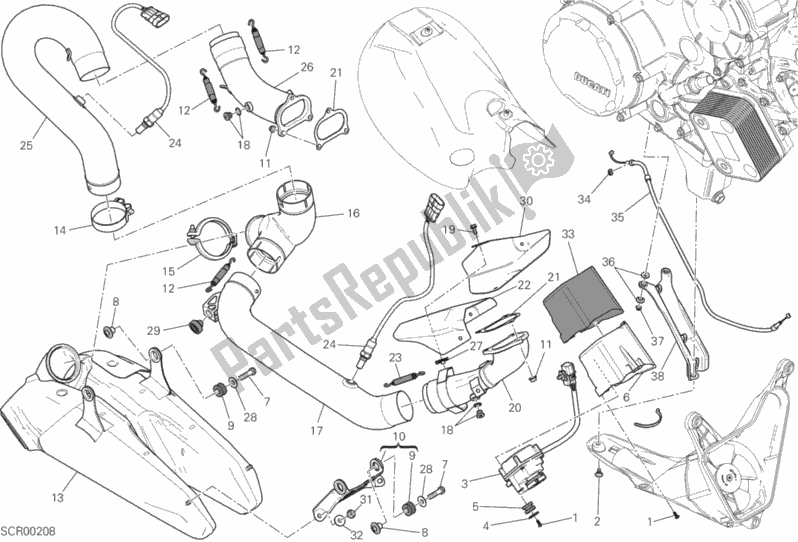 All parts for the Gruppo Scarico of the Ducati Superbike 1199 Panigale Superleggera USA 2014